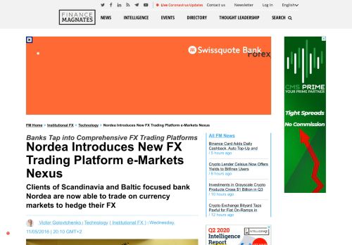 
                            8. Nordea Introduces New FX Trading Platform e-Markets Nexus ...