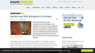
                            8. Nordex baut IKEA-Windparks in Finnland | EUWID Neue Energie ...