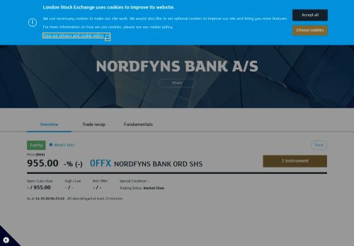 
                            12. NORDFYNS BANK O share price (0FFX) - London Stock Exchange