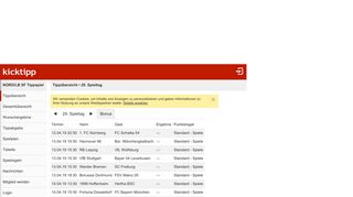
                            9. NORD/LB SF Tippspiel - Tippübersicht | kicktipp
