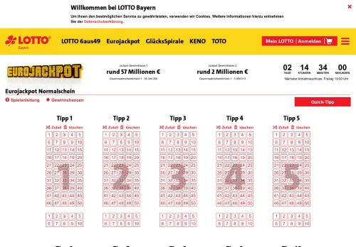 
                            9. Normalschein - Eurojackpot Normalschein - LOTTO Bayern