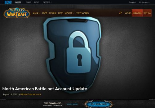 
                            8. North American Battle.net Account Update - World of Warcraft