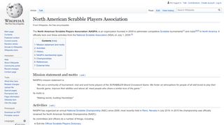 
                            9. North American Scrabble Players Association - Wikipedia