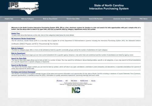 
                            11. North Carolina Interactive Purchasing System (IPS)