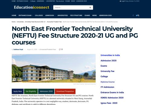 
                            12. North East Frontier Technical University { NEFTU } - Fee Structure ...