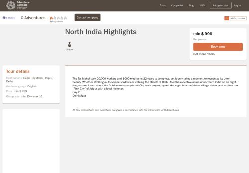 
                            4. North India Highlights by G Adventures - Adventure Compass