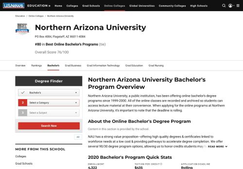 
                            5. Northern Arizona University - Online Bachelor's Program - US News