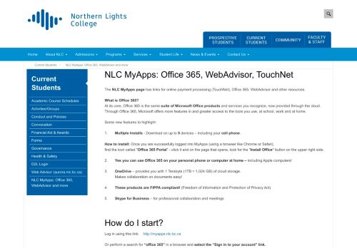 
                            7. Northern Lights College > Current Students > Webadvisor and Office ...