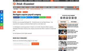 
                            4. Northgate acquires payroll company | Irish Examiner