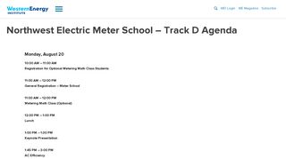 
                            10. Northwest Electric Meter School - Track D Agenda | Western Energy ...
