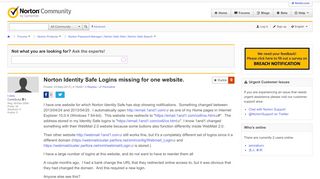 
                            11. Norton Identity Safe Logins missing for one website. | Norton ...