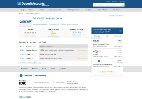 
                            6. Norway Savings Bank Reviews and Rates - Maine - Deposit Accounts