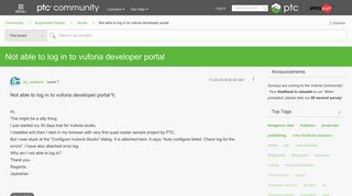 
                            5. Not able to log in to vuforia developer portal - PTC Community