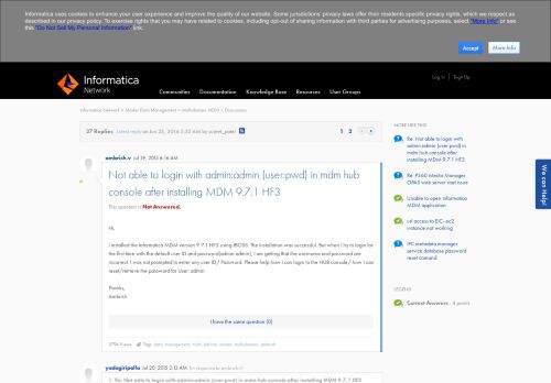 
                            13. Not able to login with admin:admin (user:pwd) i... - Informatica ...