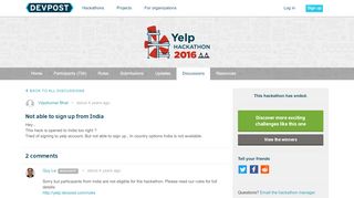 
                            6. Not able to sign up from India - Yelp Hackathon - Devpost