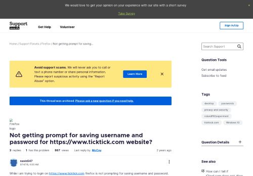 
                            2. Not getting prompt for saving username and ... - Mozilla Support