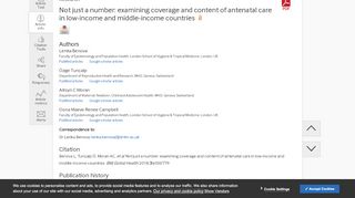 
                            9. Not just a number: examining coverage and content of antenatal care ...