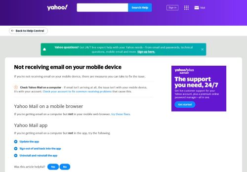 
                            2. Not receiving email on your mobile device | Yahoo Help - SLN6351
