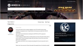 
                            3. not receiving SWTOR emails - Answer HQ