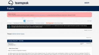 
                            2. Not Supported Admin Server Query - TeamSpeak Forums