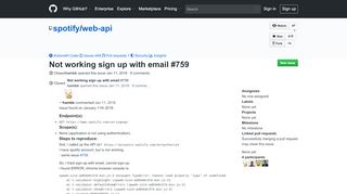 
                            5. Not working sign up with email · Issue #759 · spotify/web-api · GitHub