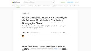 
                            9. Nota Curitibana: Incentivo à Devolução de Tributos Municipais e ...