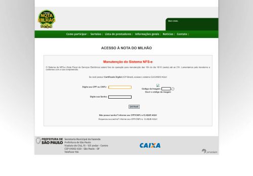 
                            5. Nota do Milhão - Prefeitura SP - NFe - Prefeitura de São Paulo