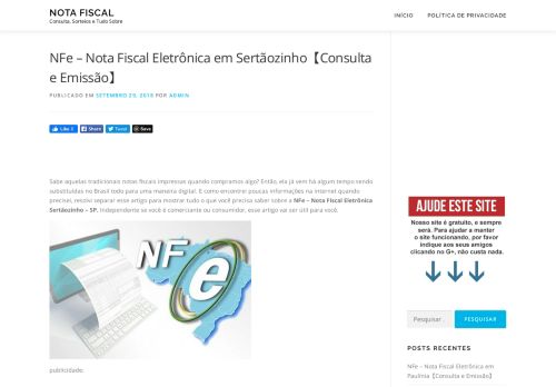 
                            10. Nota Fiscal Eletrônica | Sertãozinho | Consulta e Emissão | NFe SP