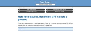 
                            11. Nota fiscal gaucha. Benefícios, CPF na nota e prêmios - Guia Banco