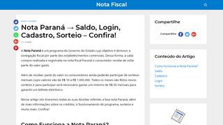 
                            5. Nota Paraná → Saldo, Login, Cadastro, Sorteio – Confira!