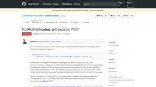 
                            6. NotAuthenticated: jwt expired · Issue #633 · feathersjs/authentication ...