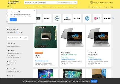 
                            12. Notebook Login Cori I3 Windows 7 - Informática no Mercado Livre Brasil