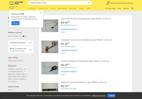 
                            3. Notebook Login M301h no Mercado Livre Brasil