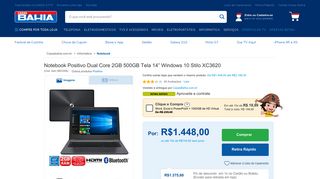 
                            11. Notebook Positivo Dual Core 2GB 500GB Tela 14” Windows 10 Stilo ...