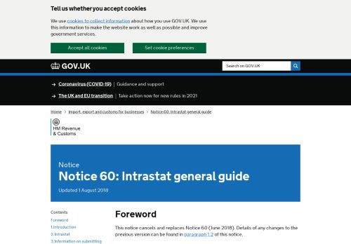 
                            8. Notice 60: Intrastat general guide - GOV.UK
