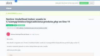 
                            10. Notice: Undefined index: usado in C:\xampp\htdocs\loja\adiciona ...