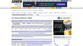 
                            10. Notícias Even - EVEN3 | Ações Bovespa | ADVFN Brasil