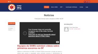 
                            5. Notícias - SAMU 192 | Distrito Federal