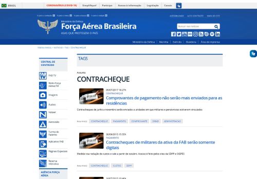 
                            7. Notícias sobre 'CONTRACHEQUE' - Força Aérea Brasileira - FAB