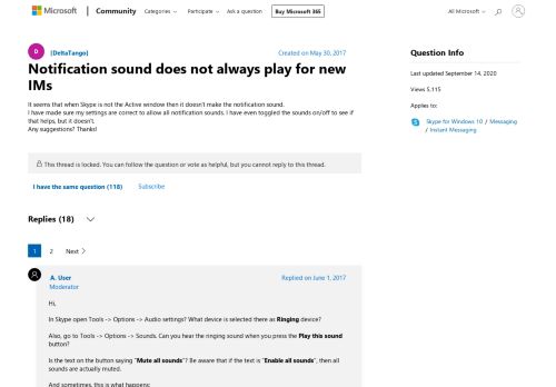 
                            8. Notification sound does not always play for new IMs - Microsoft ...