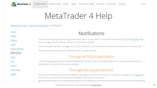 
                            9. Notifications - Client Terminal Settings - MetaTrader 4 Help