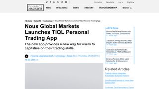 
                            10. Nous Global Markets Launches TIQL Personal Trading App | Finance ...