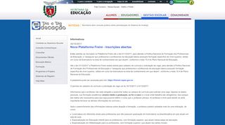 
                            12. Nova Plataforma Freire - Inscrições abertas - Informativos - Gestão ...