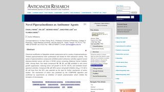 
                            10. Novel Piperazinediones as Antitumor Agents - Anticancer Research