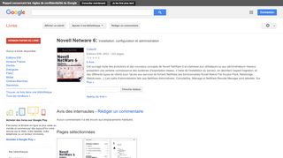 
                            11. Novell Netware 6: installation, configuration et administration - Résultats Google Recherche de Livres