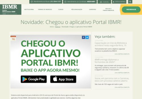
                            10. Novidade: Chegou o aplicativo Portal IBMR! | IBMR