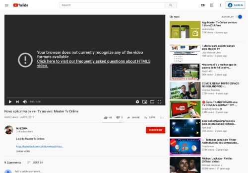 
                            8. Novo aplicativo de ver TV ao vivo: Master Tv Online - YouTube
