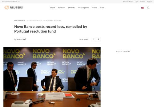 
                            13. Novo Banco posts record loss, remedied by Portugal resolution fund ...