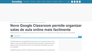 
                            10. Novo Google Classroom permite organizar salas de aula online mais ...