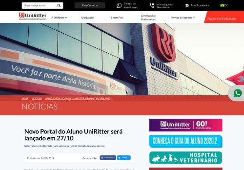 
                            6. Novo Portal do Aluno UniRitter será lançado em 27/10 | UniRitter